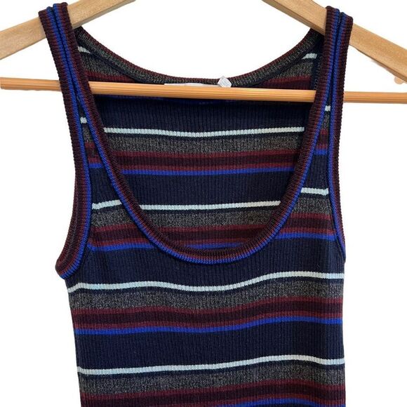 T by Alexander Wang Size XS Dress Striped Bodycon Ribbed Sleeveless Midi - Picture 2 of 6